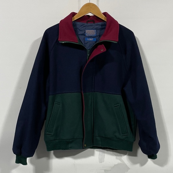 Pendleton Other - Vintage wool Pendleton LOBO Navy and Green Jacket with Burgundy Accents